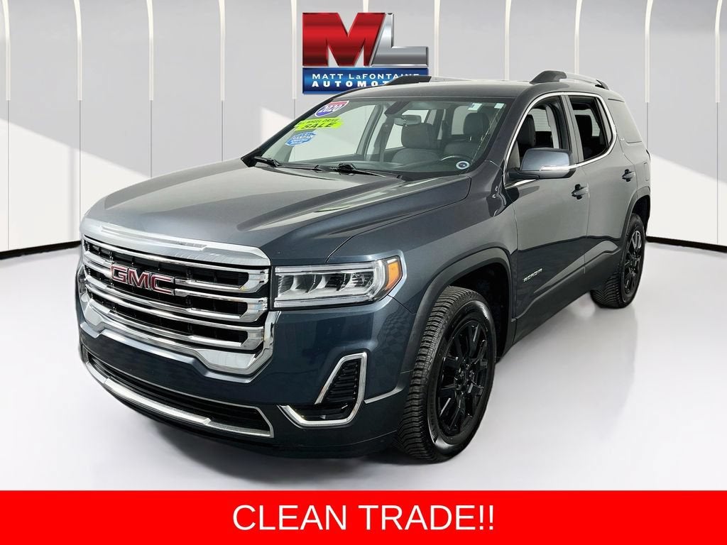 2020 GMC Acadia SLE in Dark Sky Metallic — front three-quarter view