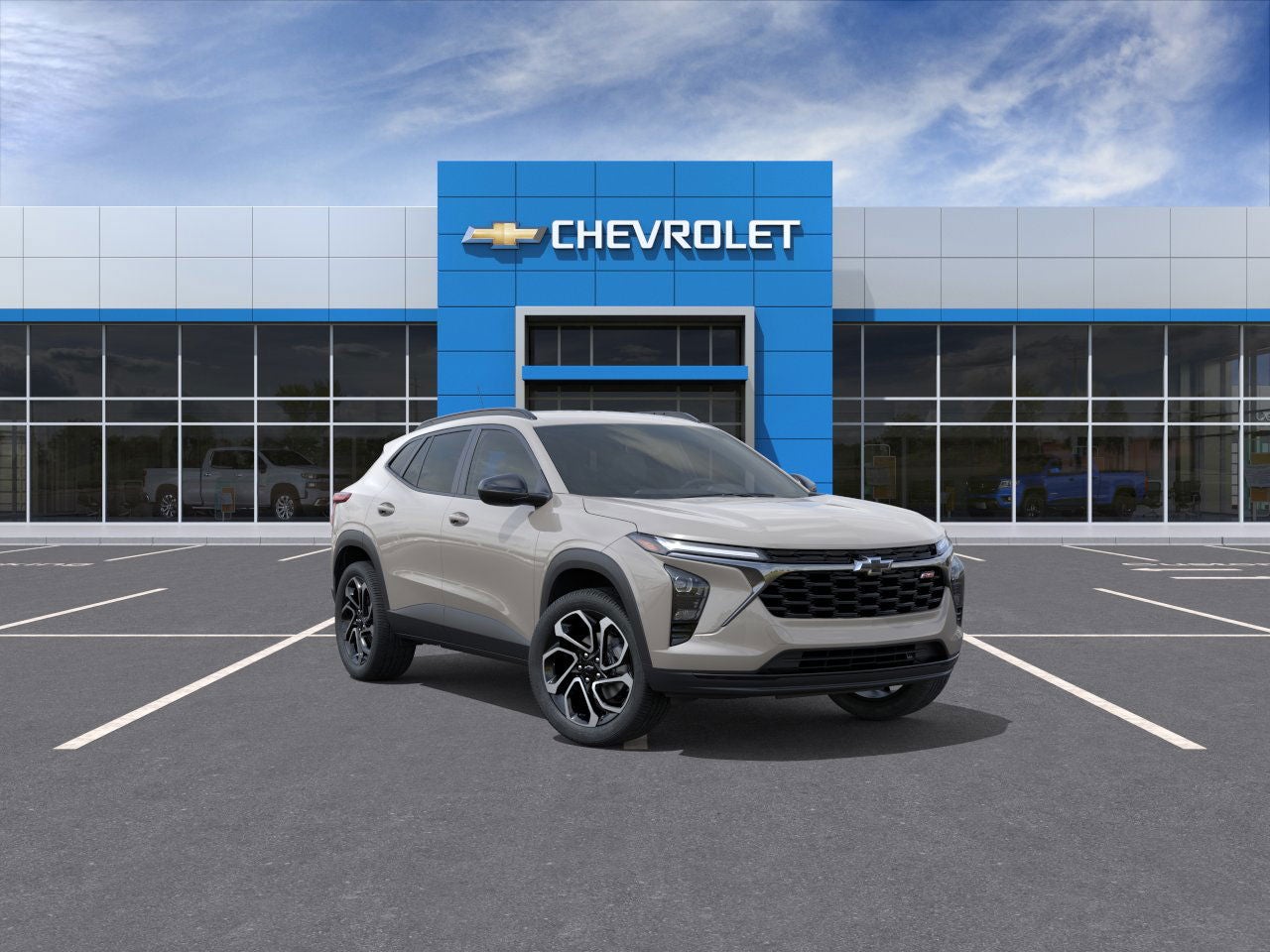 2026 Chevrolet Trax 2RS in White Sands — front three-quarter view