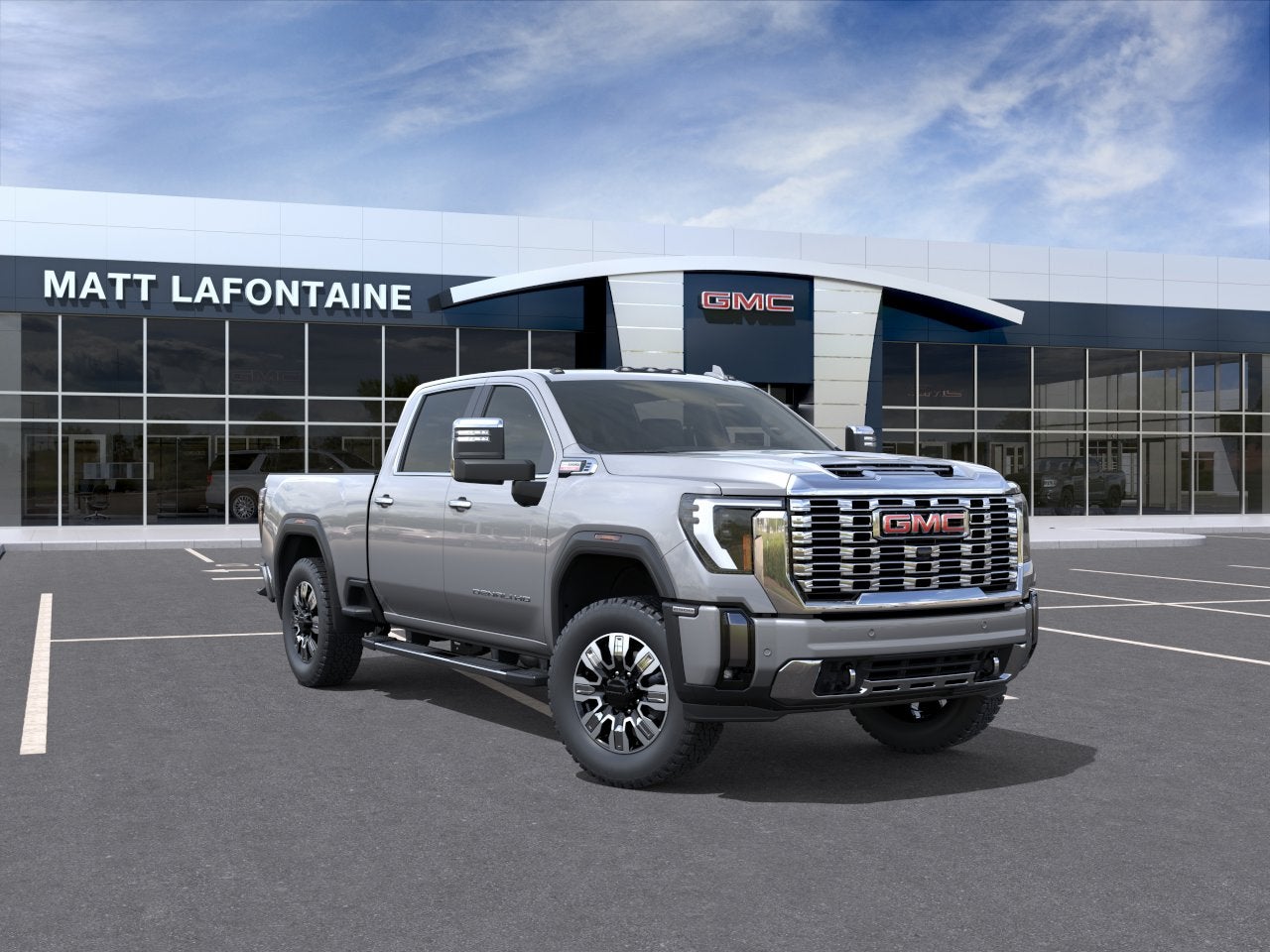 2026 GMC Sierra 2500 HD Denali in Sterling Metallic — front three-quarter view