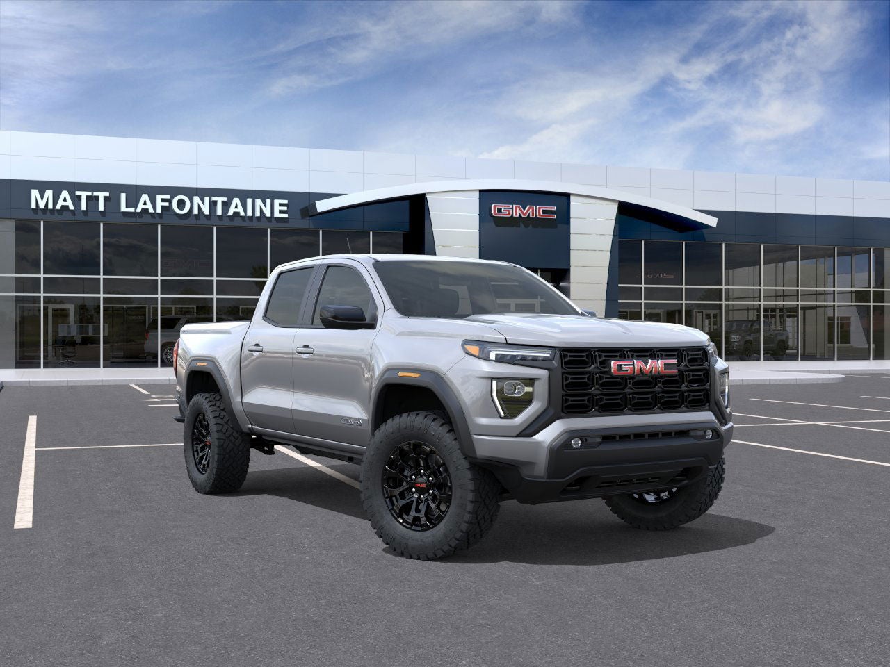 2026 GMC Canyon Elevation in Sterling Metallic — front three-quarter view